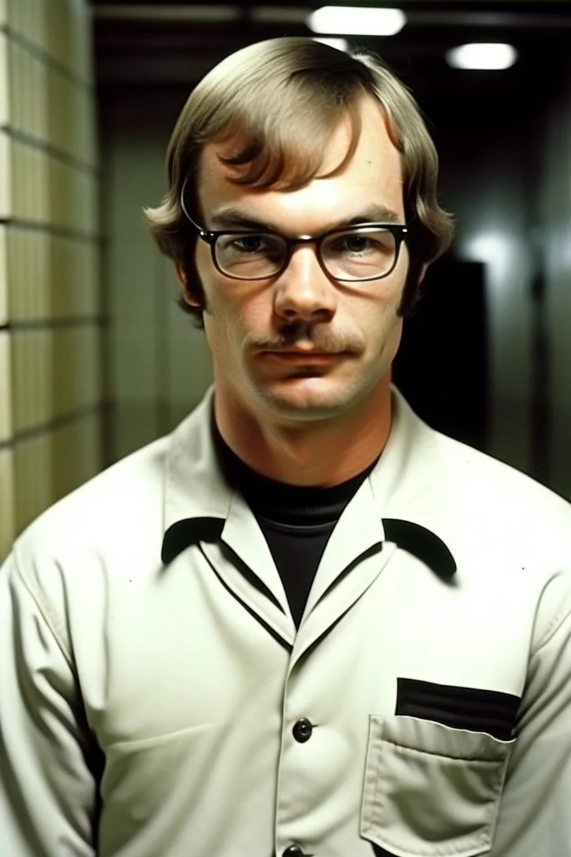 Jeffrey Dahmer in prison uniform in jail handsome