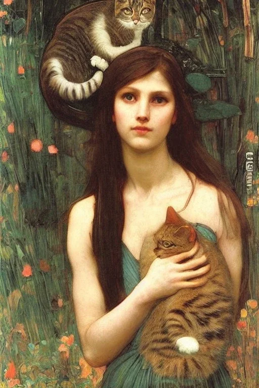 Woman who has a head of a cat. Boreas. John William Waterhouse