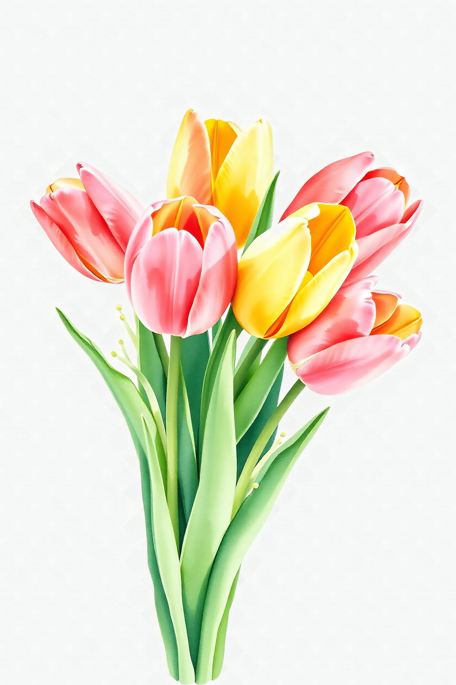 watercolour painting of bunch of tulips, no background