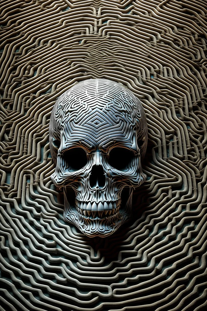 A labyrinth shaping the lines of a skull