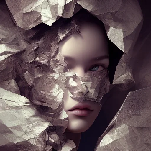 rendered in blender trash bag on his head and crumpled paper as a texture, collage paper and tape, slit - scan photography, high resolution, cinematic, unreal 6, breathtaking detailed