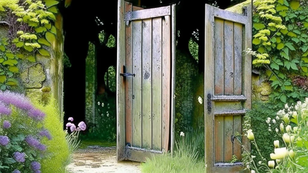 doors that are standing in the garden