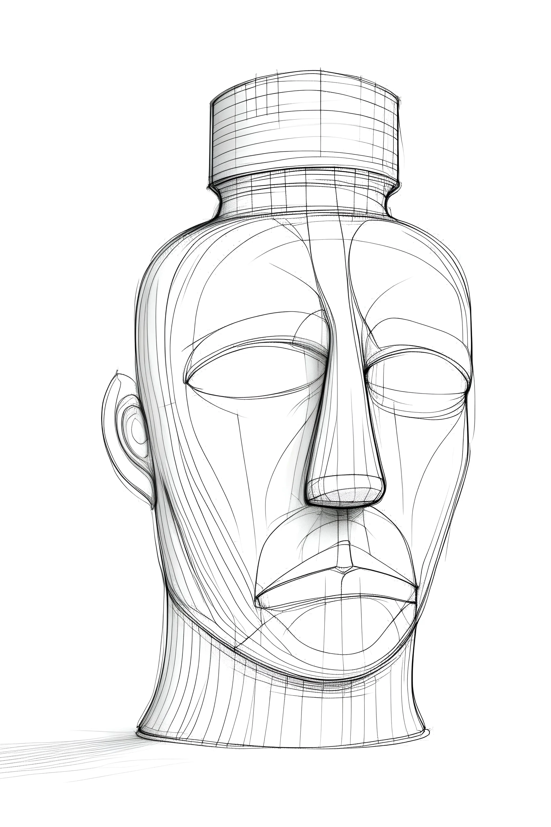 perfume shaped head with reinforced concrete on white background drawing graphics