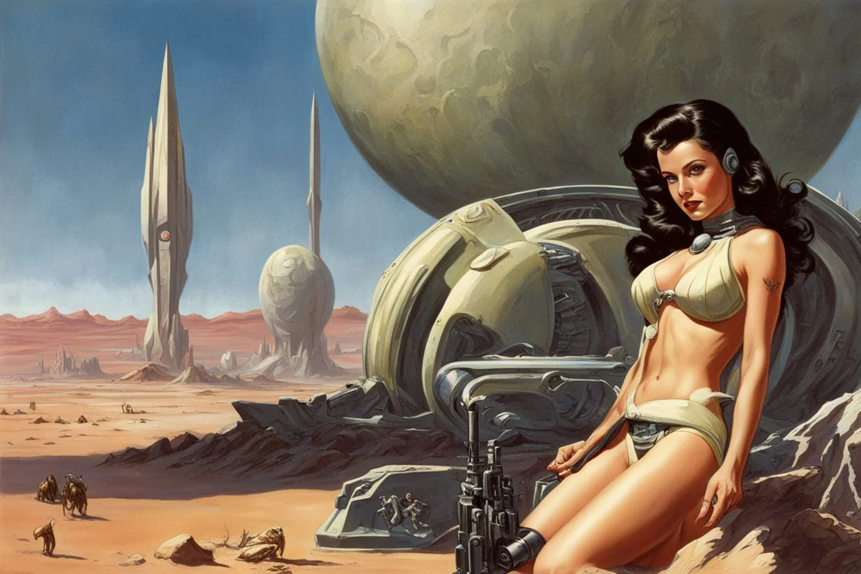 Sci-fi pin-up girl on an alien planet, John Carter of Mars