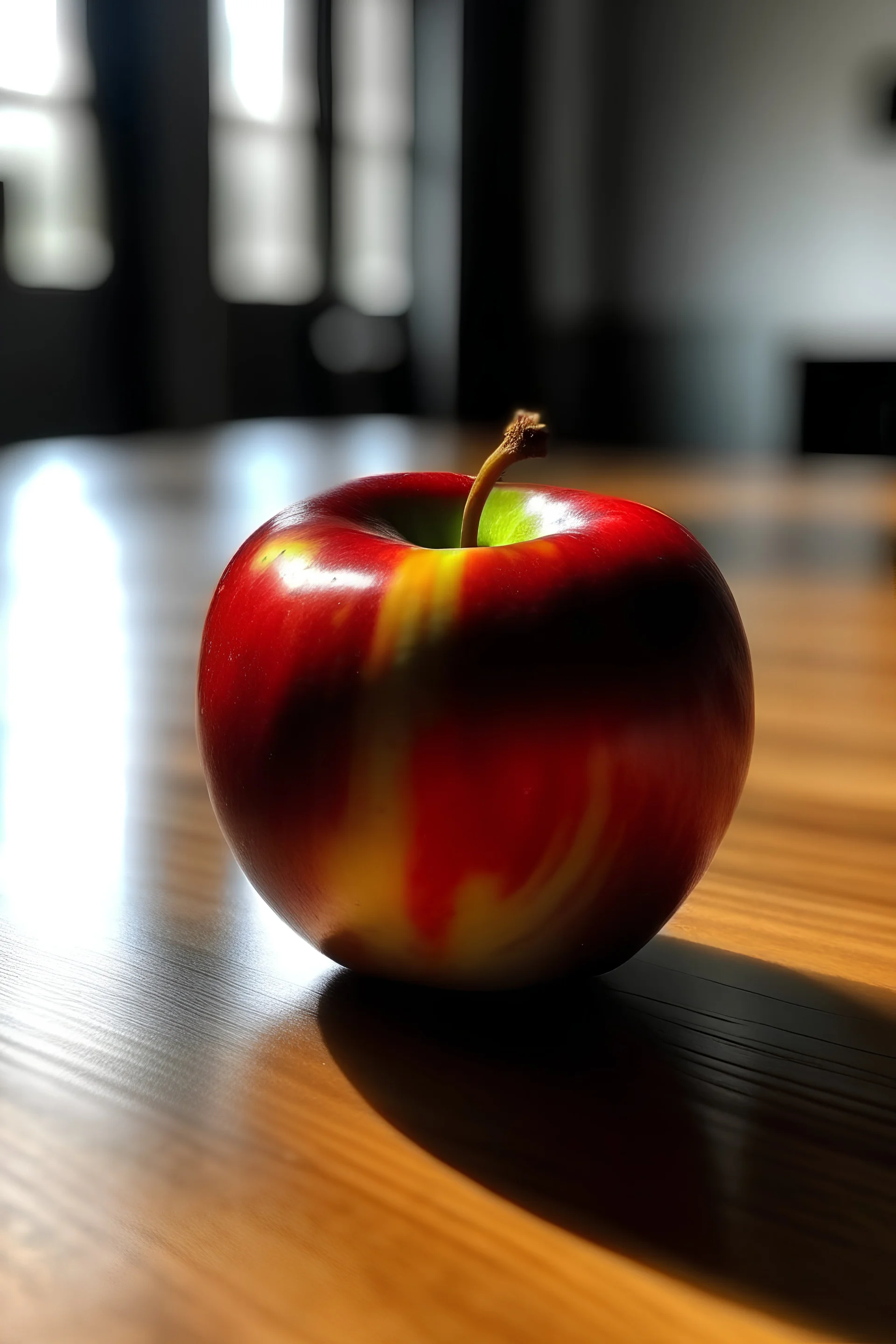gambar sebuah apple di atas meja