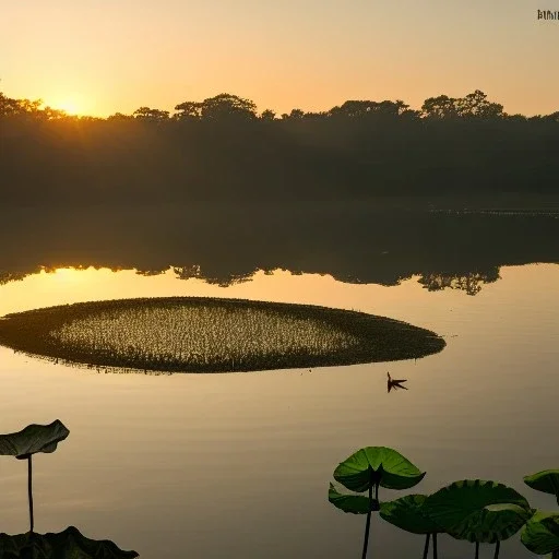 lotus jungle lake at sunrise