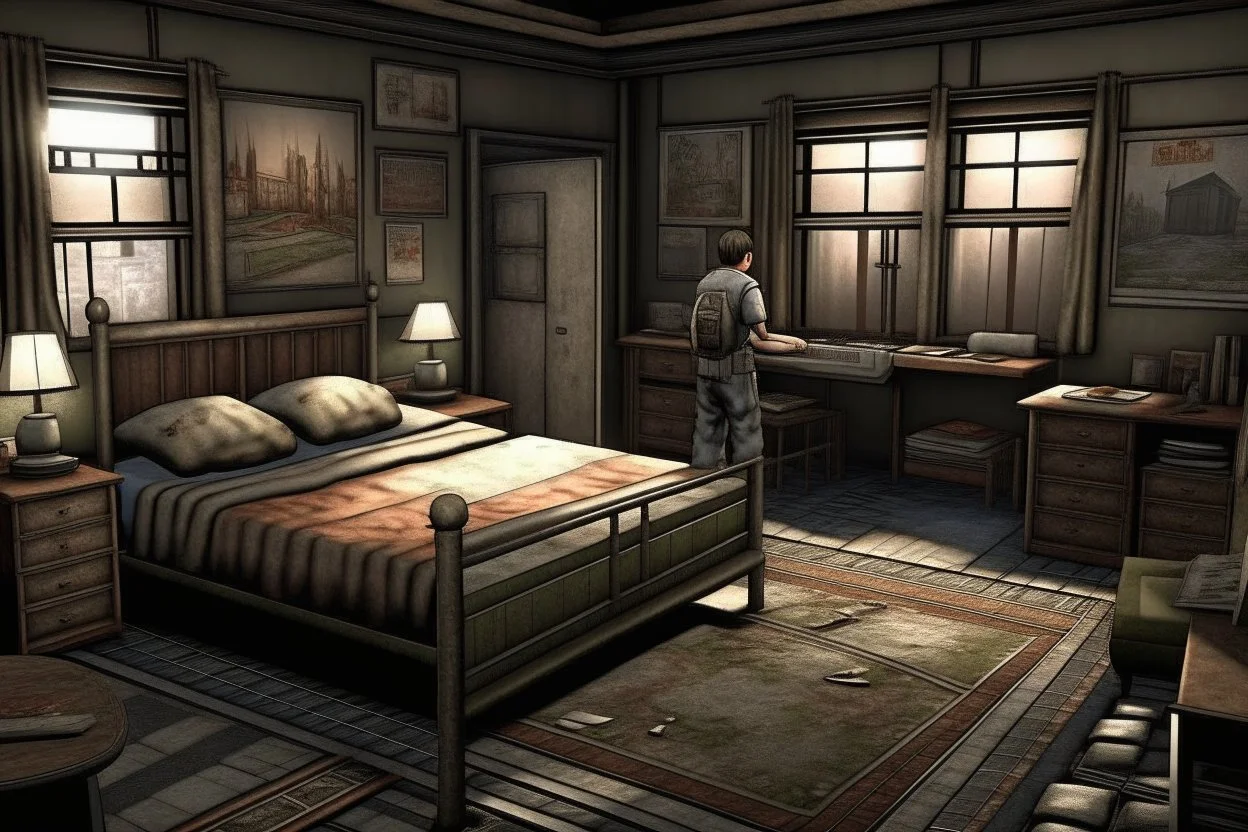 The Walking Dead Game World no characters, for hotel room, realistic.