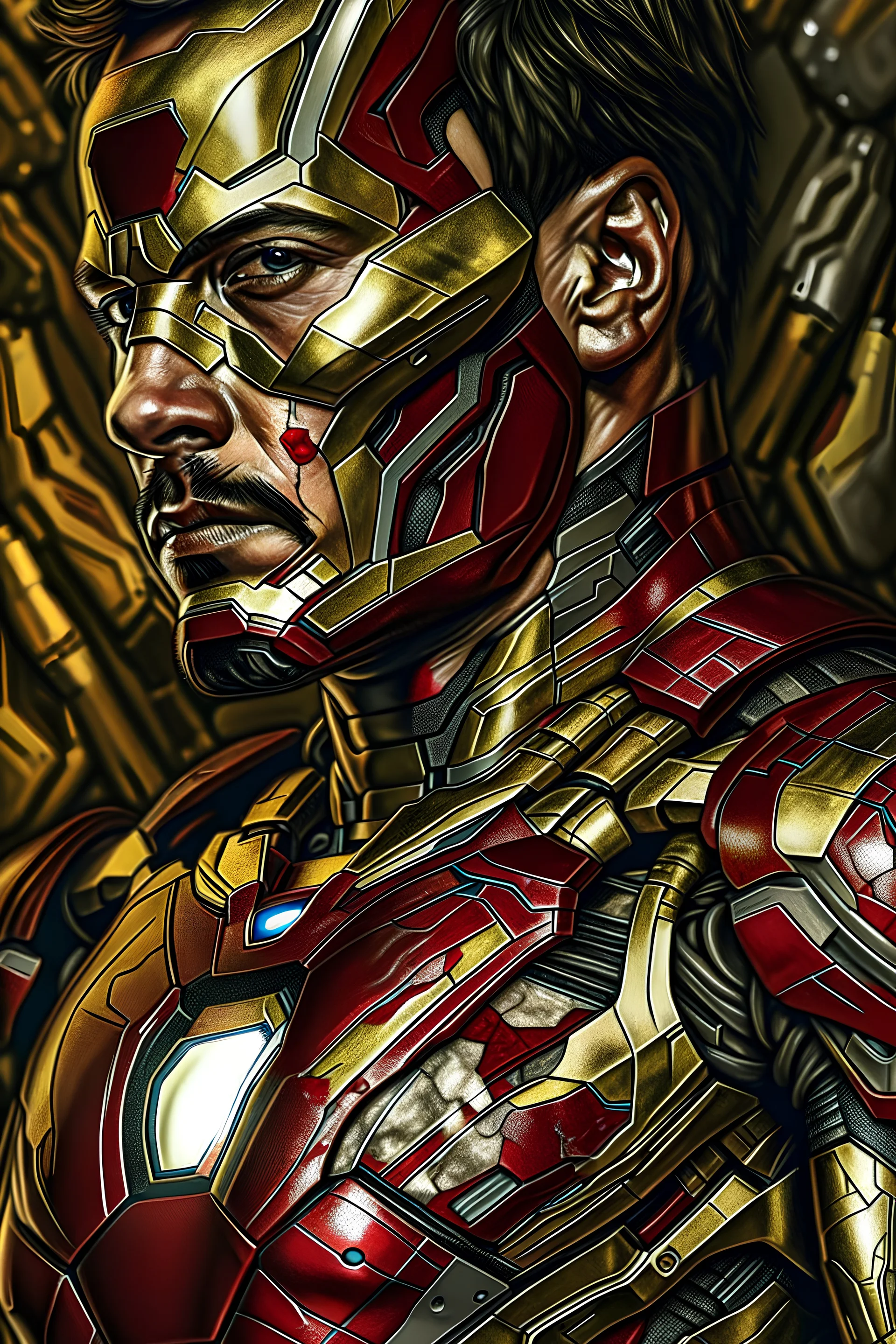 Fhoto reality,Raw, iron man in captain America, Warhol, digital art, intricate details, powerful composition, captivating, , trending on artstation, sharp focus, studio photo, intricate details, highly detailed, by addie_digi