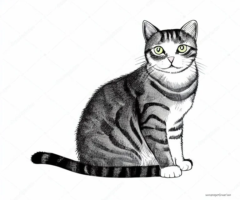 illustration cat isolated white backdrop