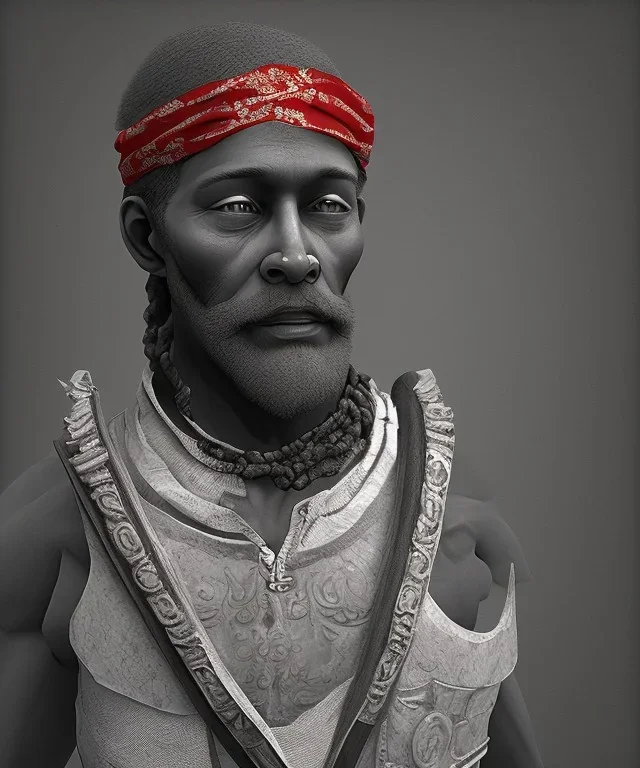 Negro Felipe, african slave, red bandana, short beard