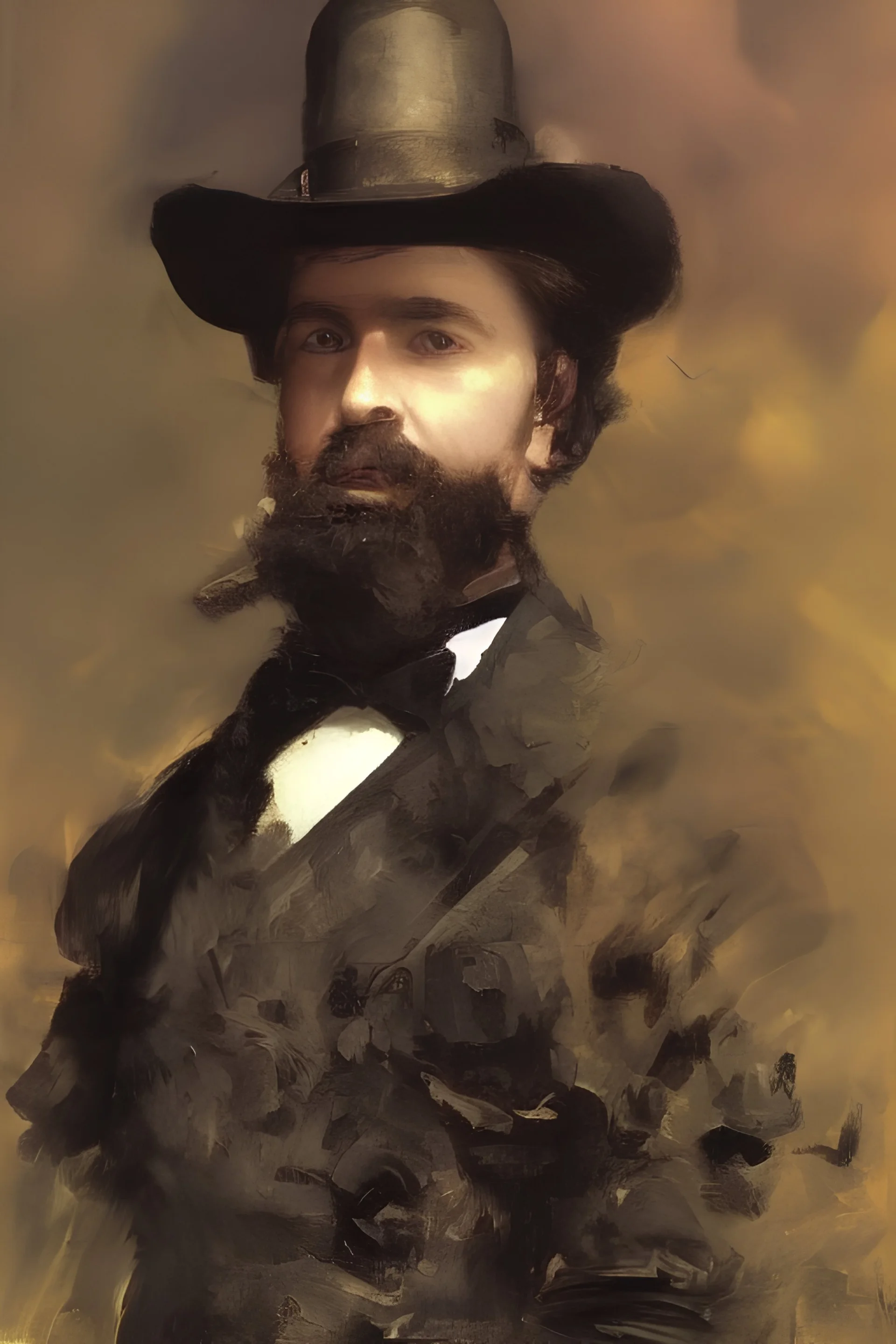 steampunk , portrait, painted bye John Singer Sargent, painterly, highly detailed, close up