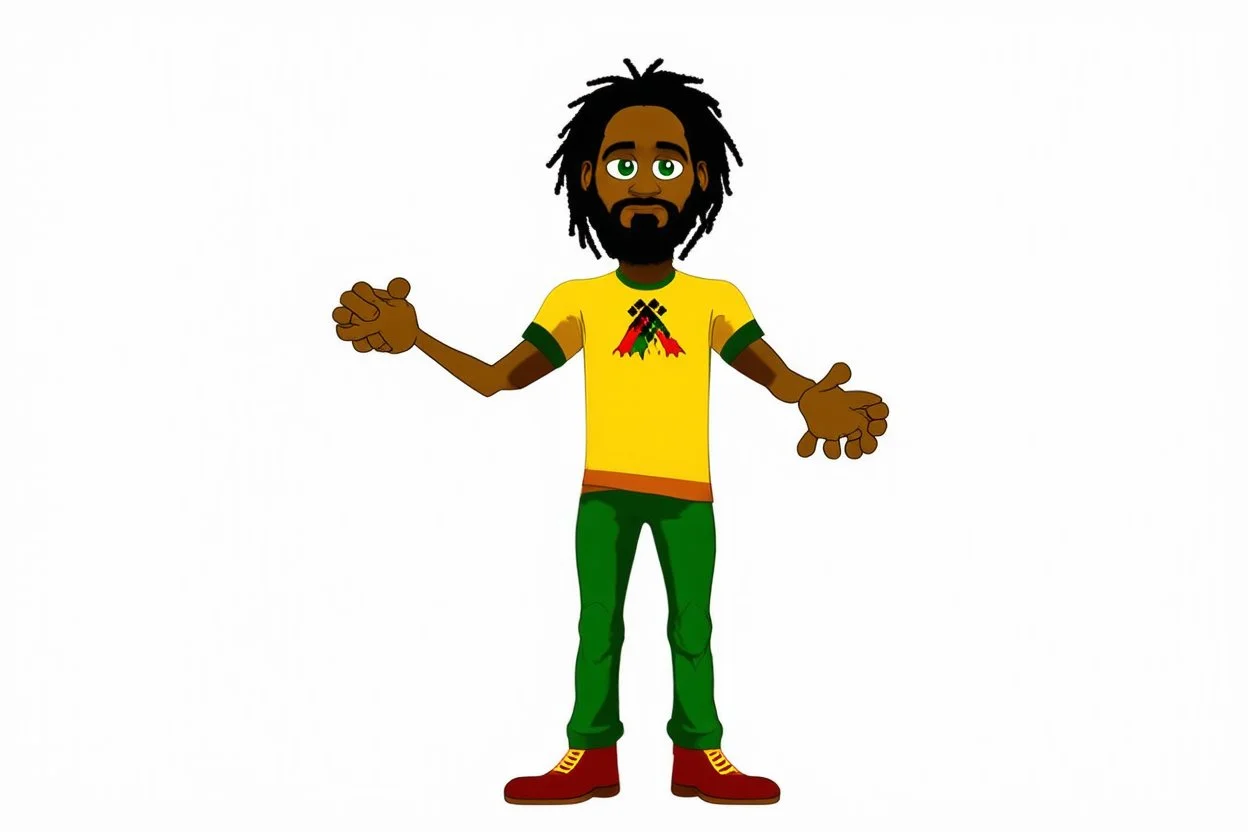 cartoon rasta in tpose white background