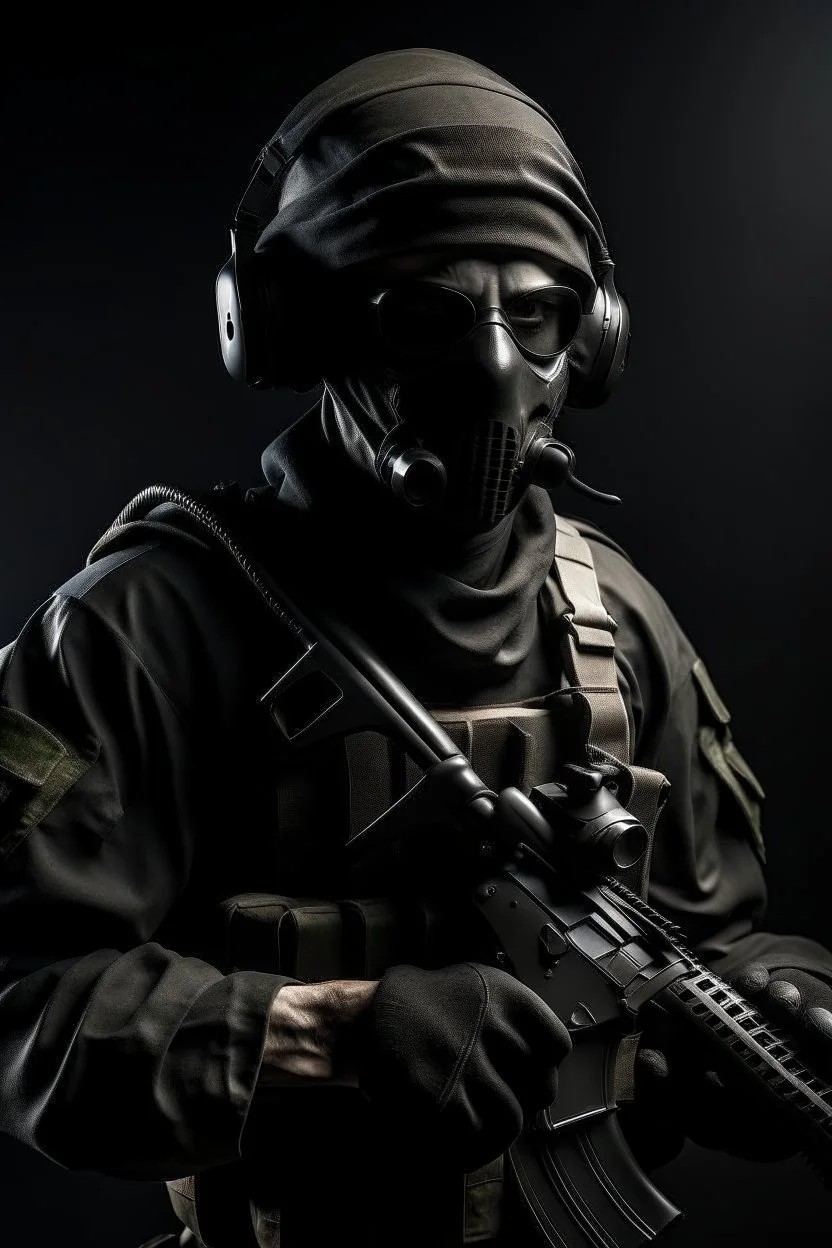 A soldier in the game modern warfare, he wears a solid black creepy mask that covers his face. He is a sniper, but can also run point. His call sign is Wraith.