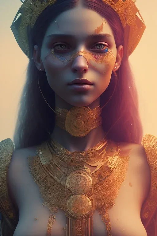 Detailed portrait of a young gypsy woman, contrasting colors, arrow makeup on her eyes, unreal engine, greg rutkowski, loish, rhads, beeple, makoto shinkai and lois van baarle, ilya kuvshinov, rossdraws, tom bagshaw, alphonse mucha, global illumination, detailed and intricate environment