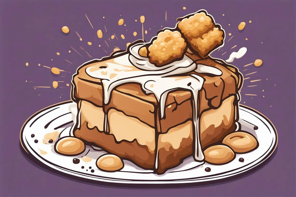 deep fried cheesecake, clean vector style, bold outline