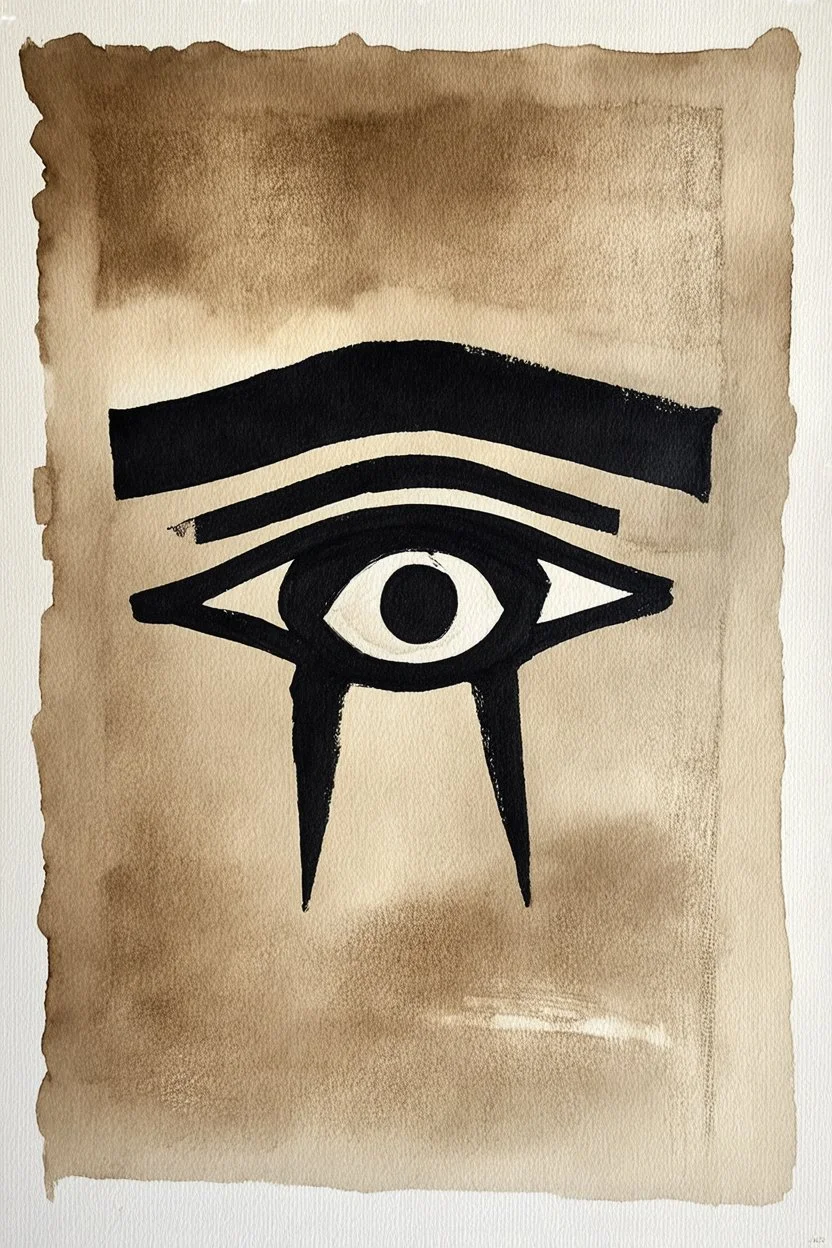 eye of horus; lowbrow earth toned egyptian papyrus ink wash