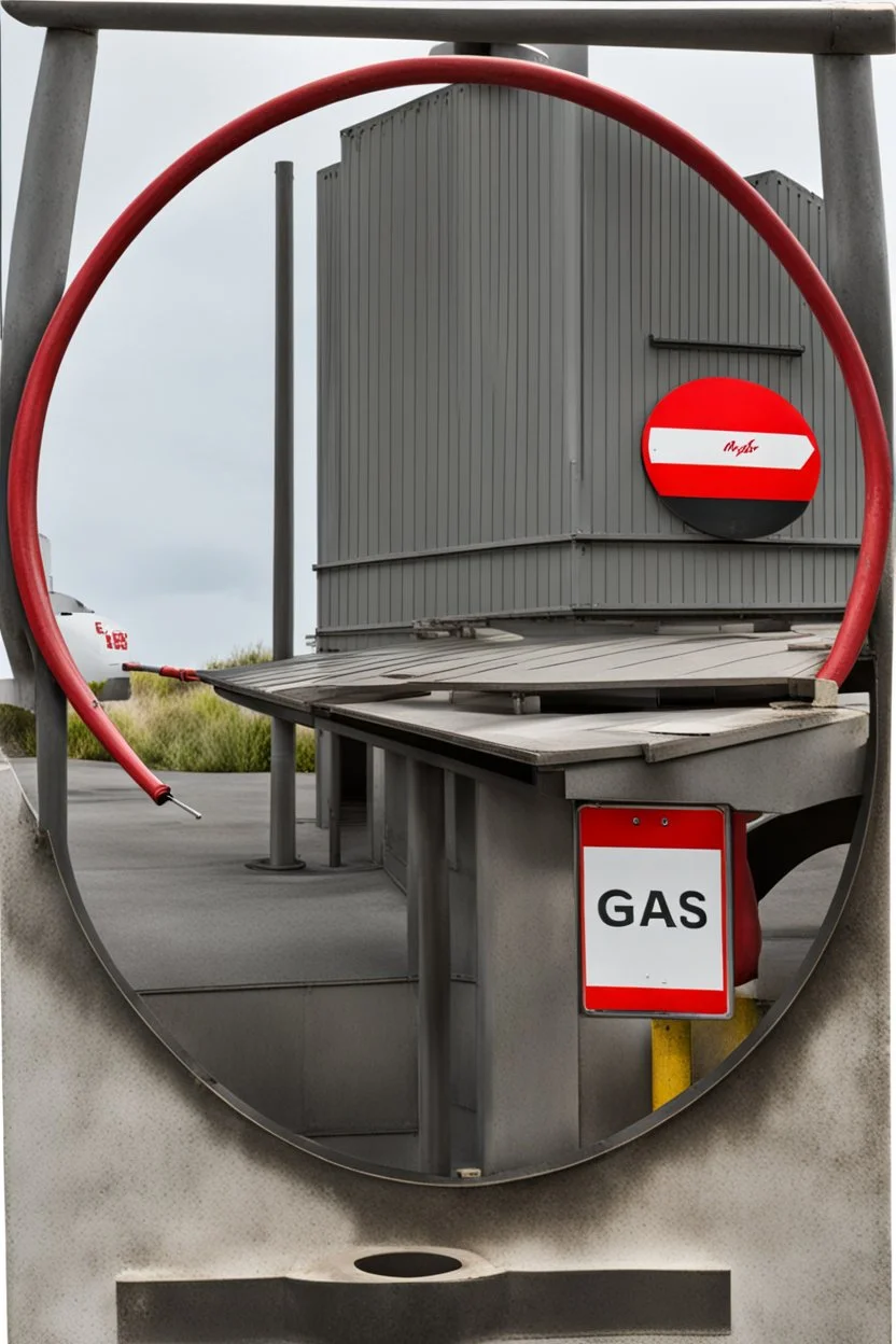 Round sign, red circle with stripe trough showing no gas