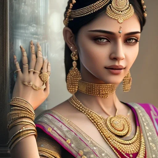 beautiful transparent smooth realistic indian girl, extremely sharp detail, finely tuned detail, ultra high definition, 8k, unreal engine 5, ultra sharp focus, accurate hands