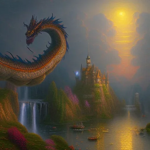 giant dragon by Thomas Kinkade