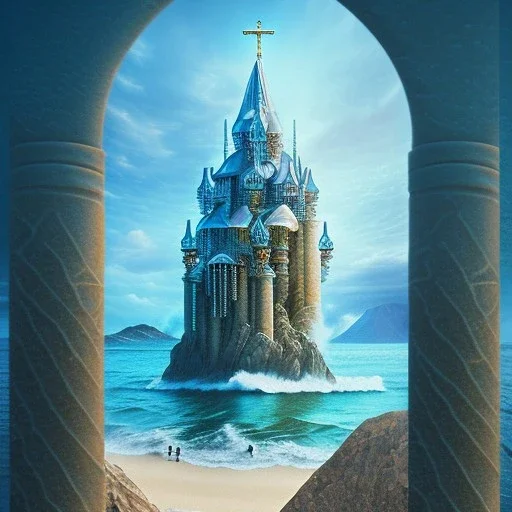 holy diver, beach, stone pillars, book cover, fantasy