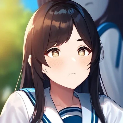 clear focus,high resolution, a anime teen, rough line, cartoon, masterpiece, best quality, dynamic pose, intricately detailed face, perfect eyes, wearing a sailor uniform, parted bangs, black long hair, chopped bangs, human, extreme close up