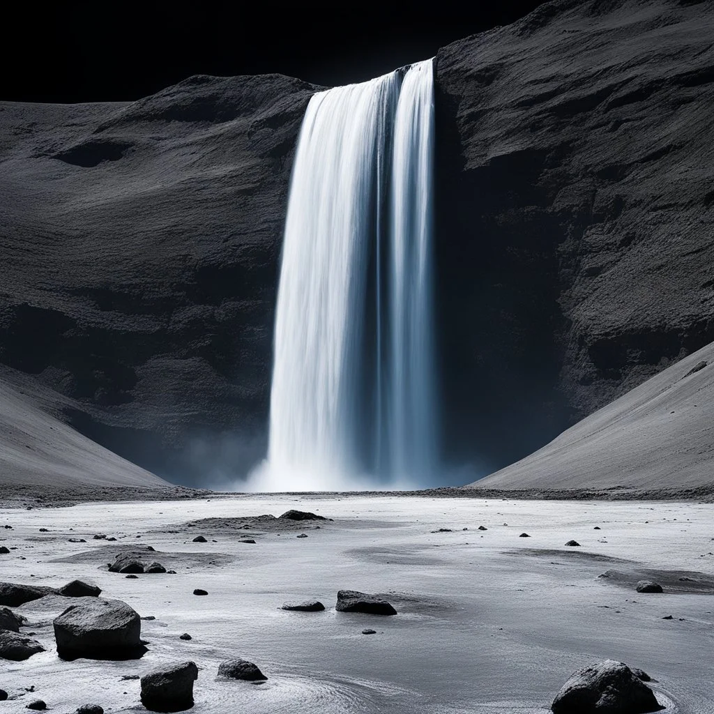 inverted waterfall on the surface of the moon