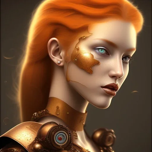  portrait of a beautiful steampunk women with ginger hair, 8k resolution