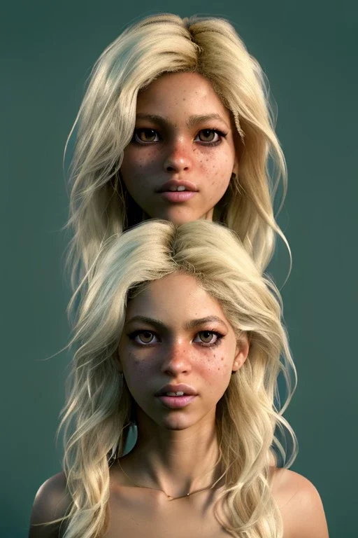 Shakira, artist, 30 years old, Realistic image, waist up portrait, blonde, loose long hair, wind, eyes make up, perfect, glow, circle iris. concept art, smooth, unreal engine 5, god lights, ray tracing, RTX, lumen lighting, ultra detail, volumetric lighting, 3d, finely drawn, high definition, 4k.