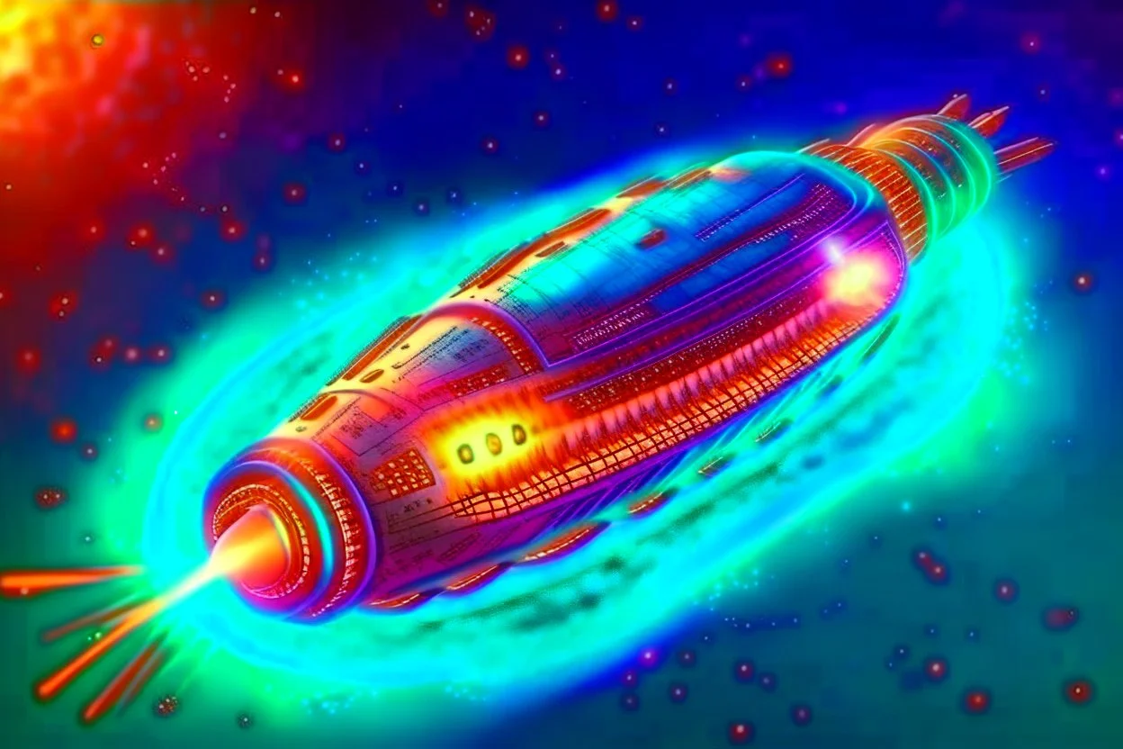 unique design of a small spaceship cruising through the gAlaxy