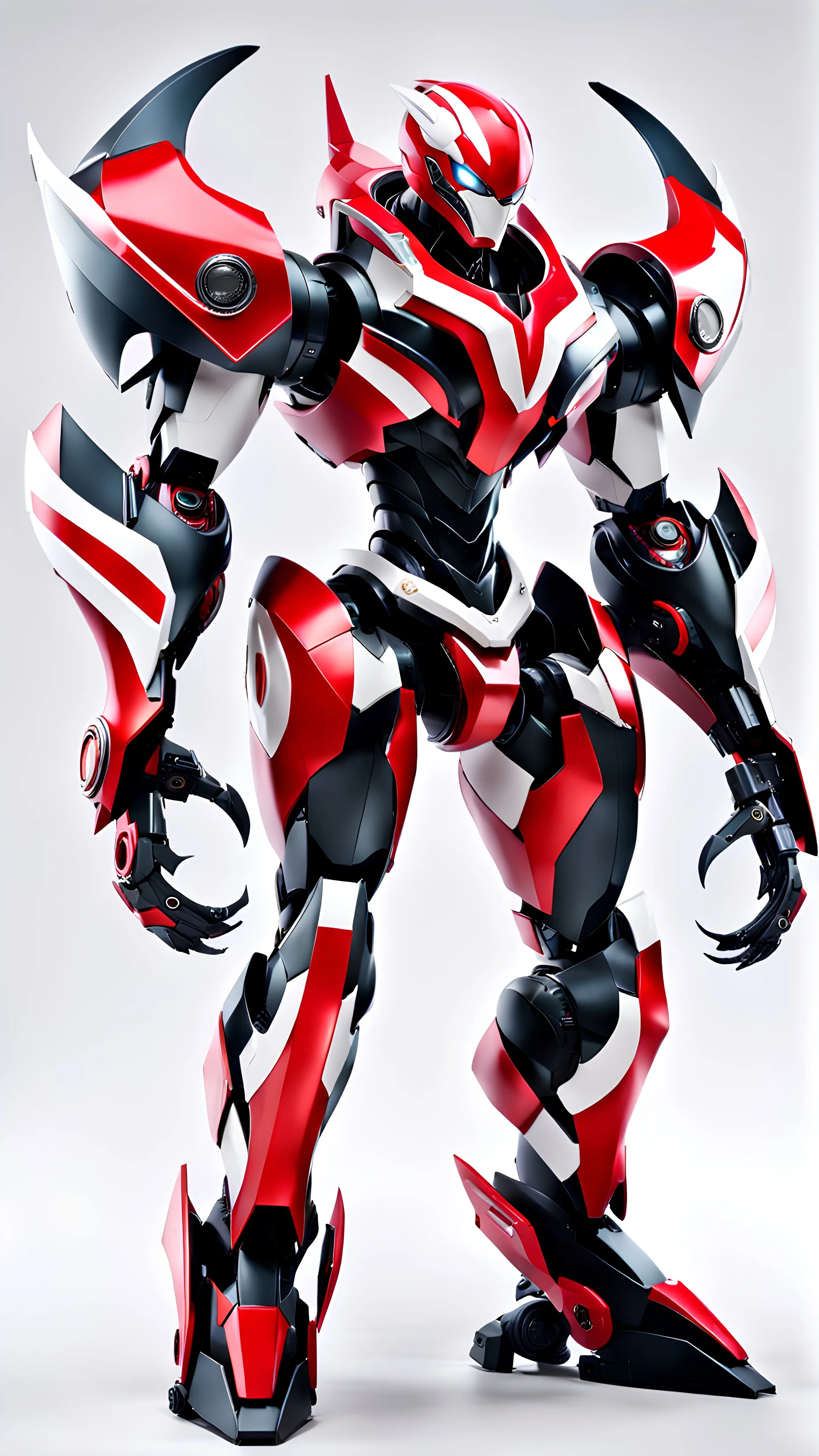 big venom robot with red and white color schemes, in the style of fairy academia, hard-edge style, agfa vista, dynamic pose, oshare kei, hurufiyya, rtx, close picture, intricate details, highly detailed, high details, detailed portrait, masterpiece,ultra detailed, ultra quality