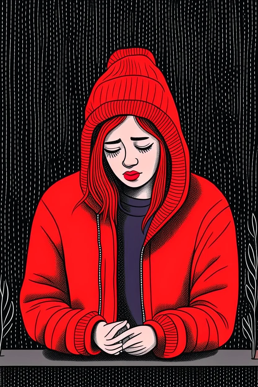 Ilustrasi seorang perempuan yang sedang depresi meminum obat obatan