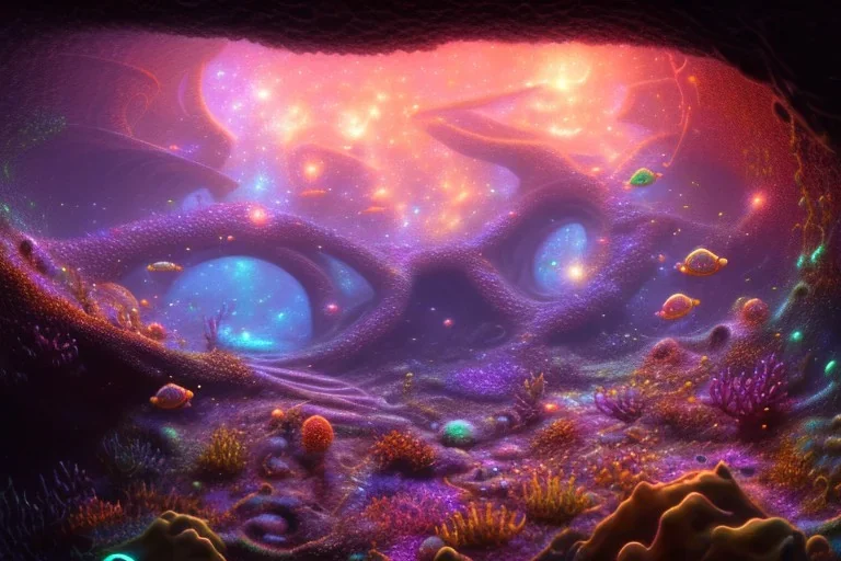 cave exploration glow galaxy coral twigs bridge goldfish