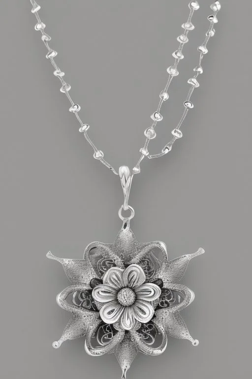 White gold necklace in the shape of a flower Astra Sia white background