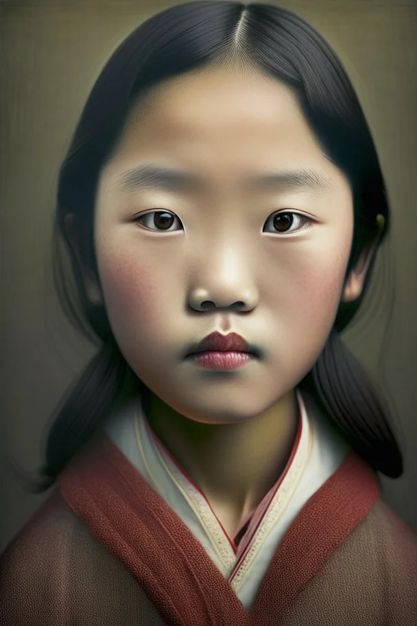 portrait of a chinese girl 11 years old, modern photography