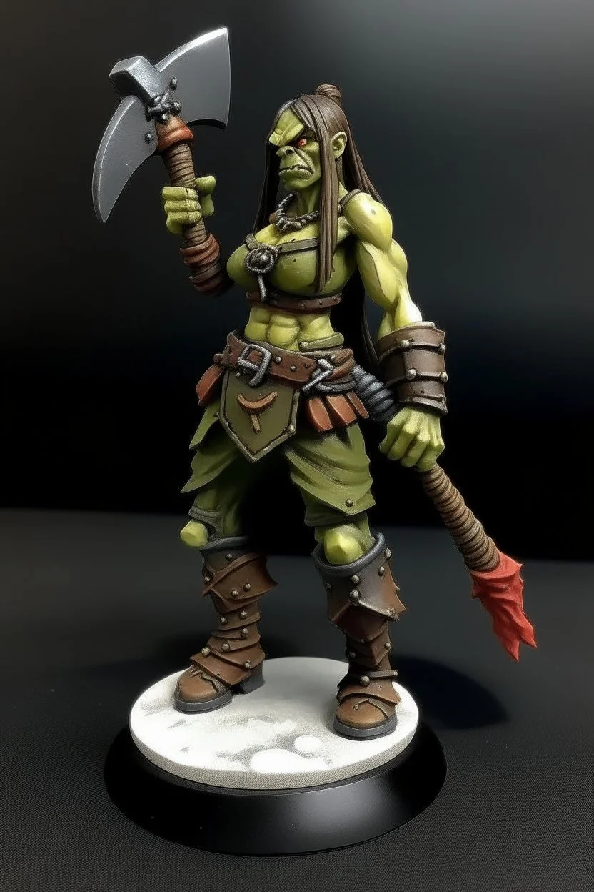 tall female orc platted ponytail pirate barbarian dnd long axe