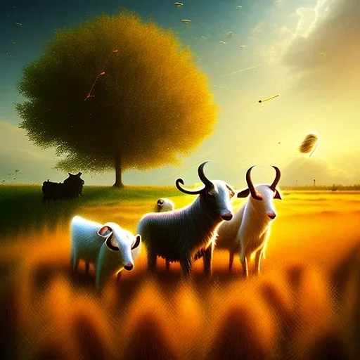 Lost in a wheat field surrounded by goats in a dream