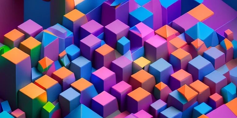 3D colorful geometric installation, simplistic, studio lighting, C4D, 16k, Behance, Artstation, centered, top down camera, vibrant