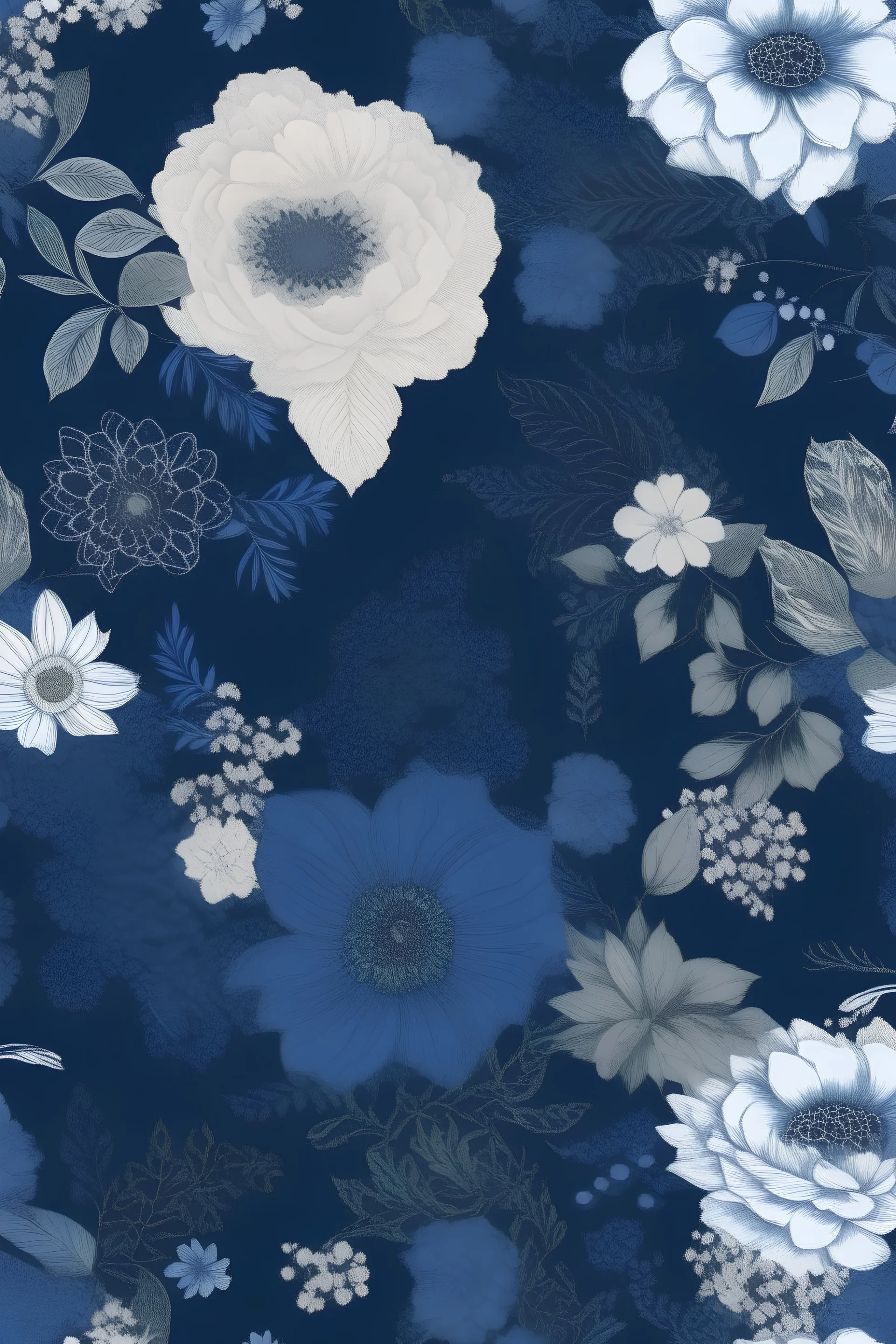 Rustic Neutral Boho dark blue Floral image