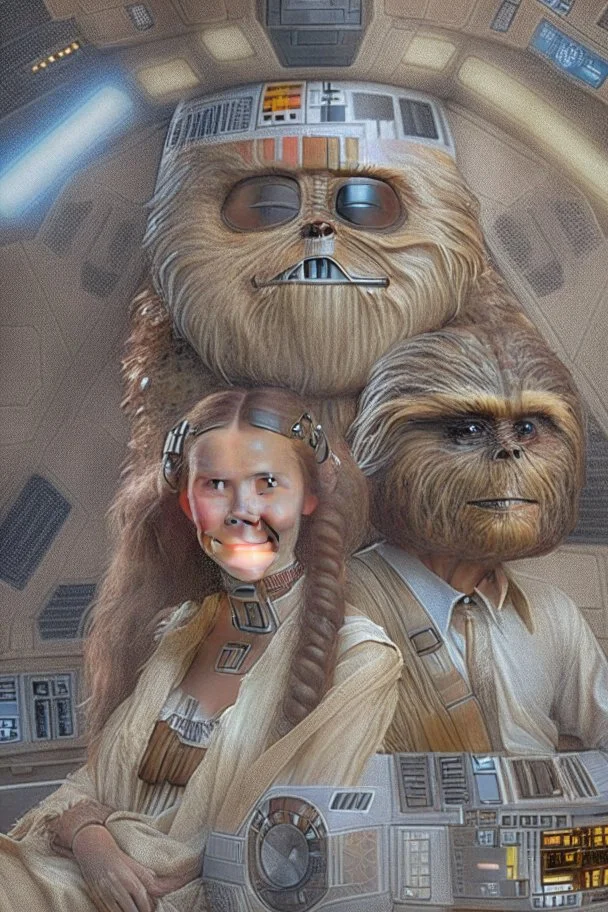 Millennium Falcon with chewbacca and princess leia