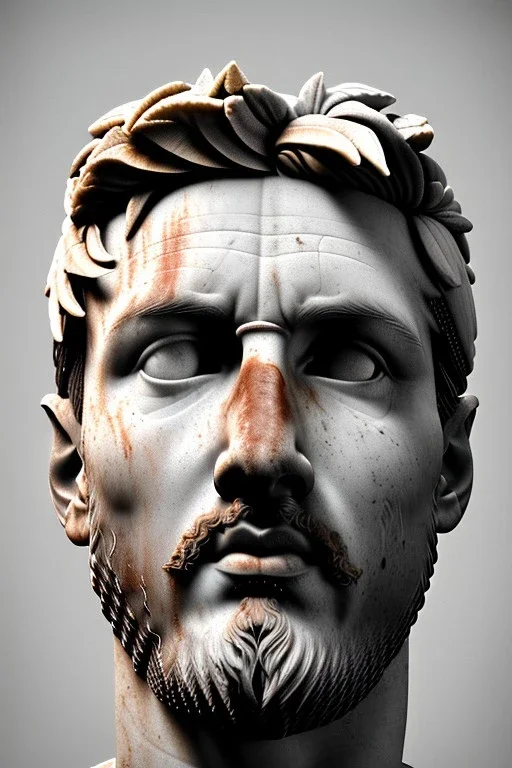 Ultra Realistic image, Roman sculpture, white marble material, Lionel Messi, gold Laurel leaves wreath, renaissance ornaments, chisel style, waist up portrait, epic, celestial, cinematic lighting, God light, god rays, 4k resolution, smooth details, ornate details, soft lighting, unreal engine 5, marble background.