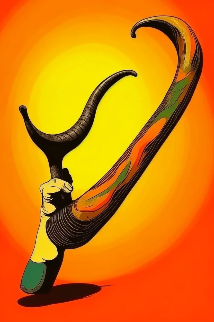 Vintage pop art style of a horn