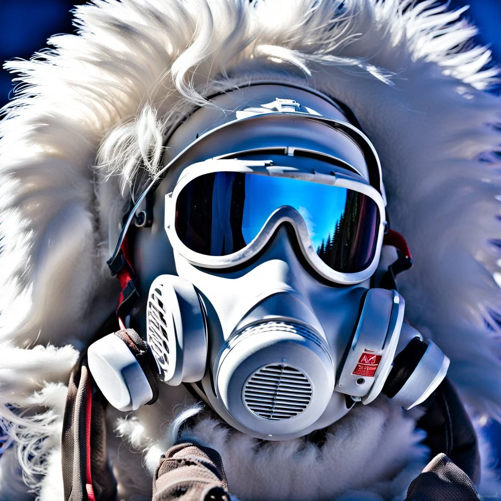 Yeti in an elastomeric respirator, Kananaskis Country