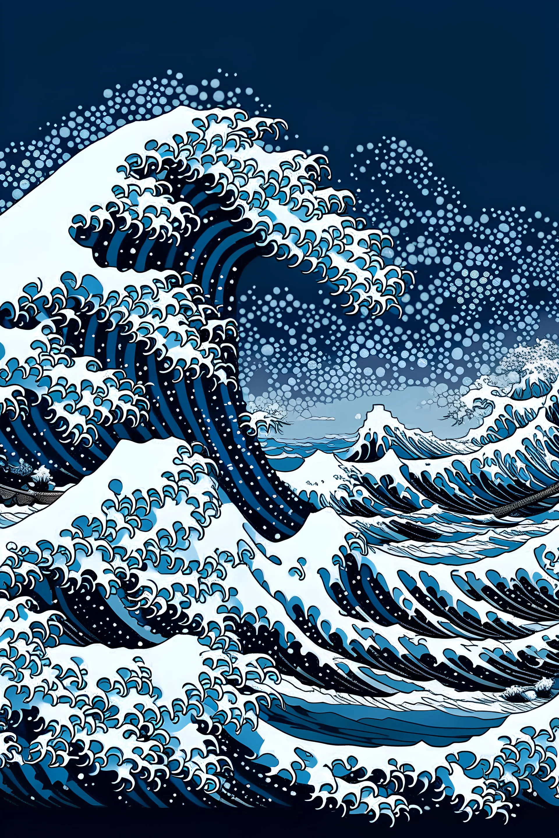 wave Kanagawa pixel style anime