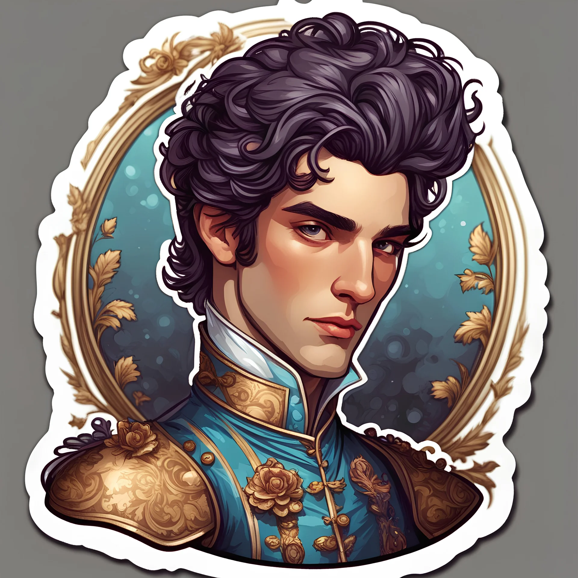 Pompous Prince in sticker idylic art style