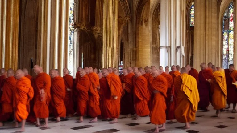 monks in cathedral