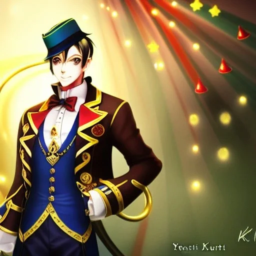  vonnart, ringleader, Arthur Kulkov face shot, front, handsome, circus, male, Yamada Akihiro artwork, Russian, fantasy, Golden hour