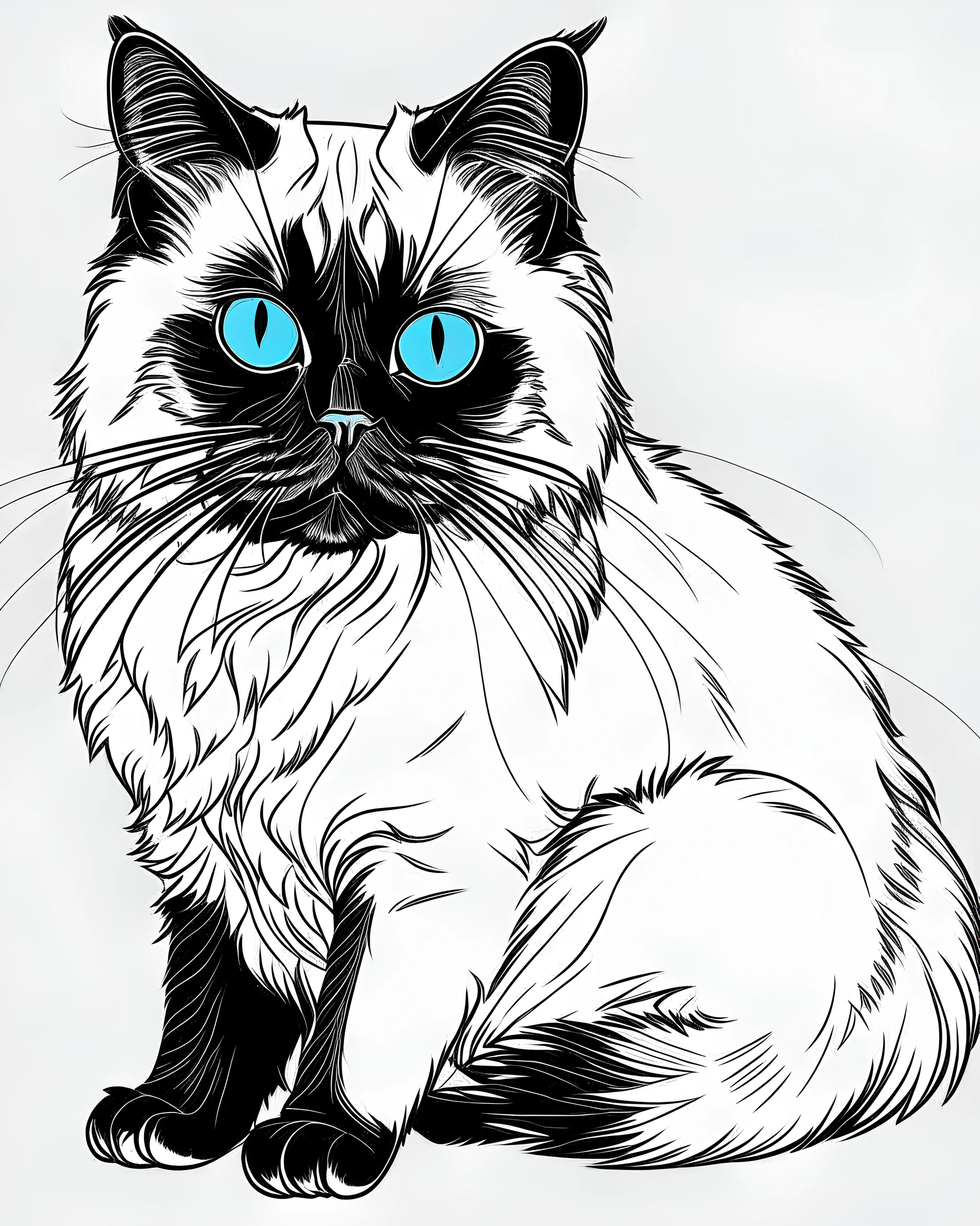 Birman Cat Breed clipart line art