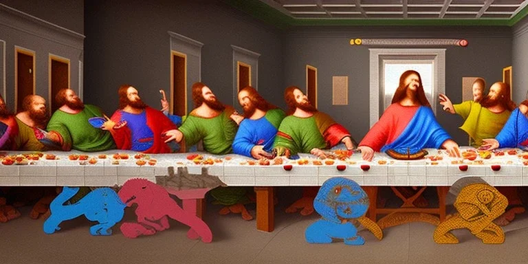 the last supper. pacman is present