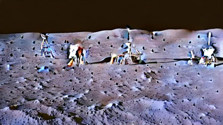 A Tesla's 'Model S Plaid' is parked on the Moon, at the landing site of the 'Apollo 11'. CINEMATIC. WIDE ANGLE LENS.