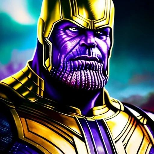 Ultra detailed fullbody Portrait+zoomout in oil on canvas of thanos wearing the infinity gauntlet villain with Armor and helmet ,extremely detailed digital painting, extremely detailed face,crystal clear Big Glowing eyes, mystical colors ,perfectly centered image, perfect composition, rim light, beautiful lighting, 8k, stunning scene, raytracing, anatomically correct, in the style of robert e howard and Ken Kelley and Ohrai Noriyoshi and Simon Bisley and tomzj1